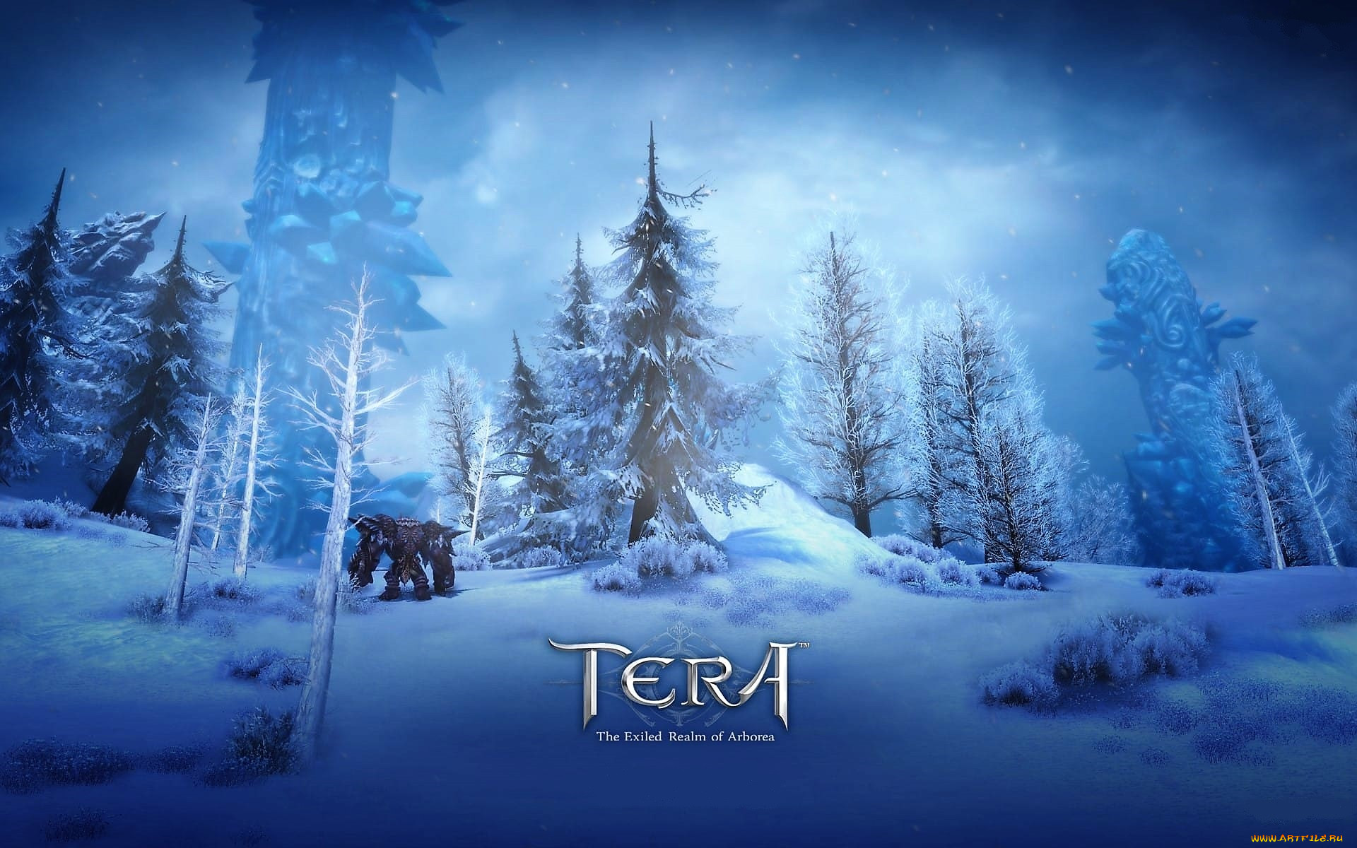 Обои Видео Игры Tera: The Exiled Realm Of Arborea, обои для рабочего стола,  фотографии видео игры, tera, the exiled realm of arborea, лес, зима, снег,  существо, башня Обои для рабочего стола, скачать